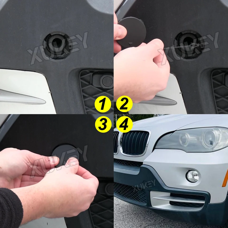 Cache Crochet Remorque Pour BMW X5 E70 - Arrière Droit - Noir - Compatibilité Universelle - Neuf