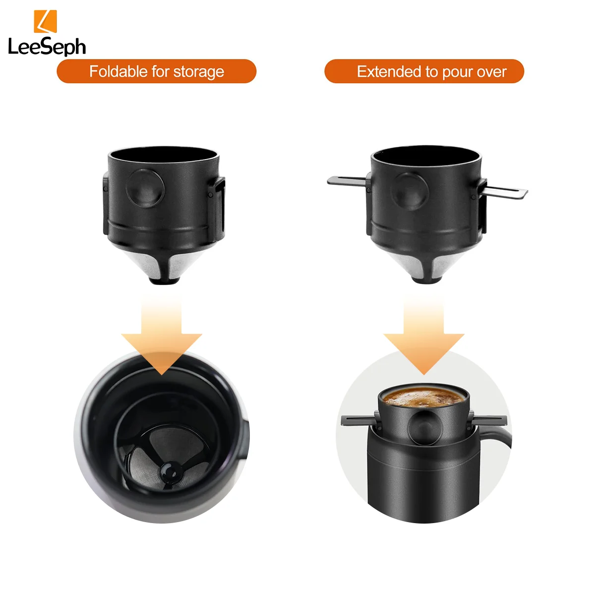 مجموعة قهوة تخييم ستانلس ستيل قابلة للطي