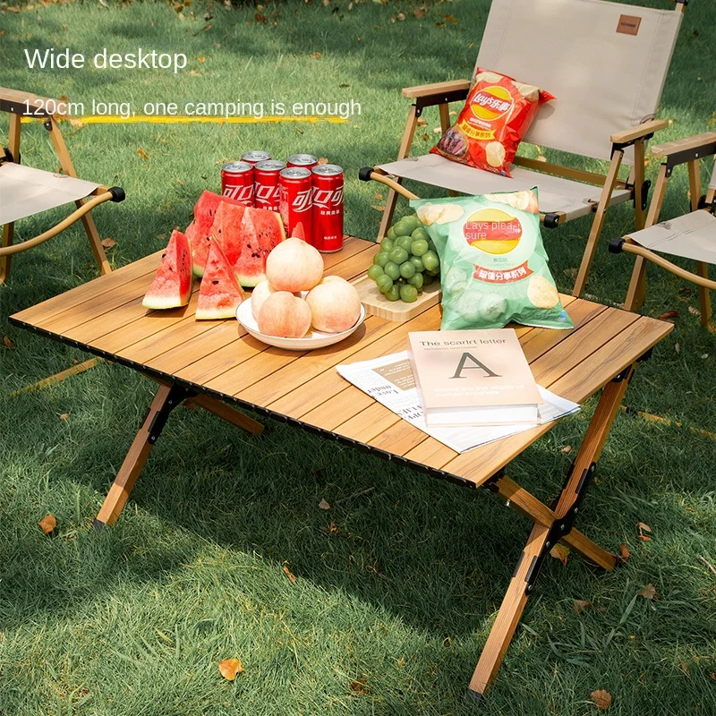 

Outdoor Folding Table Aluminum Alloy Egg Roll Camping Table Portable Table and Chair round Picnic