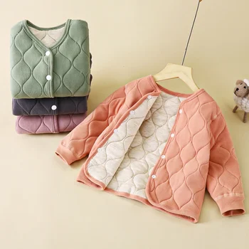 Children's Warm Autumn Winter New Boys Three-layer Quilted Girls Thickened Jacket Cotton Clothes Children Clothing