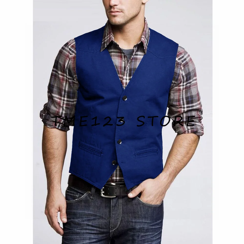 Men's Suit Vest Stand Collar Retro Slim Fit Sleeveless Steampunk Vest Wedding Groom Vest for men Waistcoat