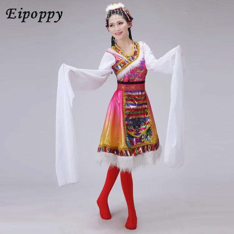 

Tibetan Dance Costume Children Adult Tibetan Sleeve Tibetan Mongol National Performance Costume Female