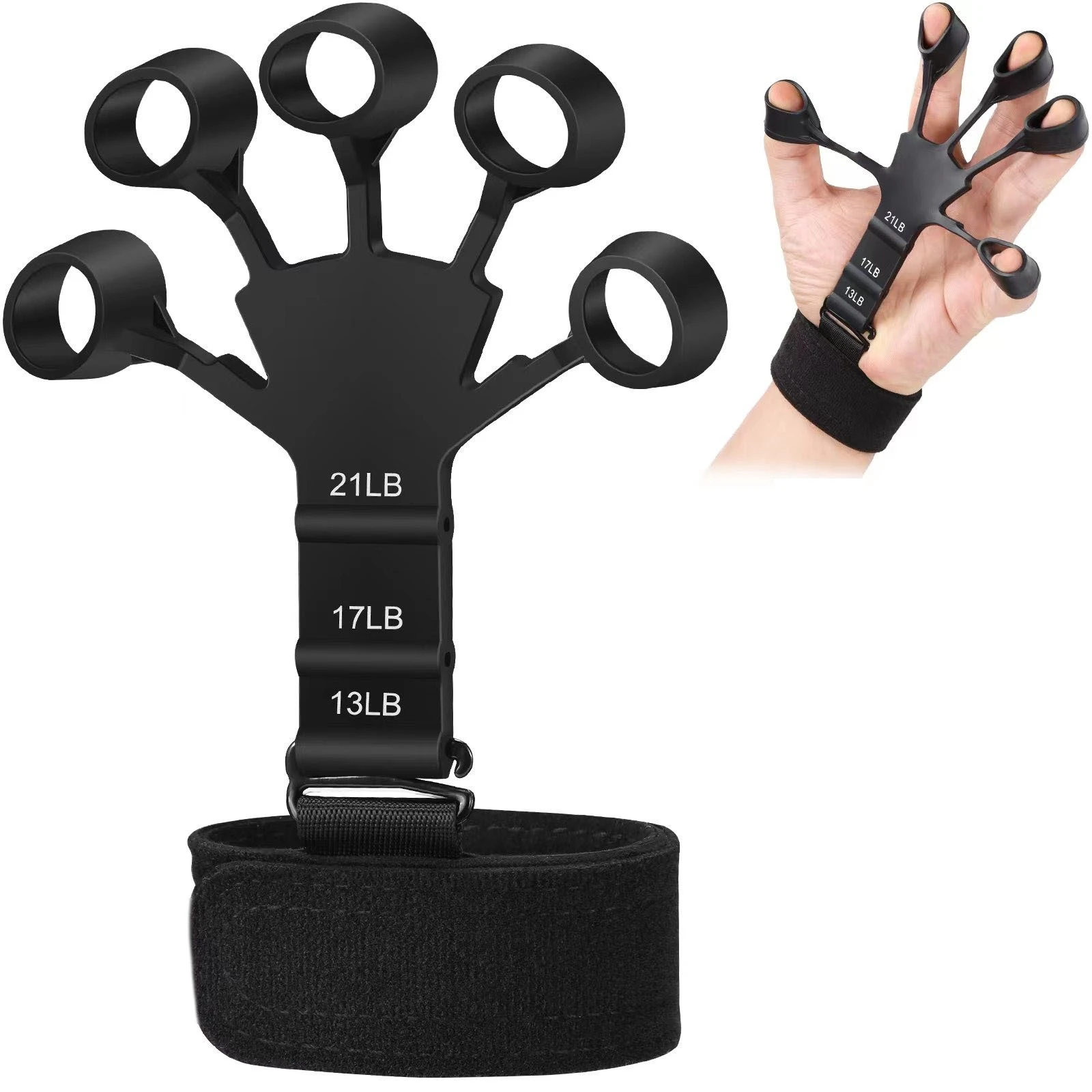 New Finger Gripper Strength Trainer Silicone Guitar Finger Exerciser 6 Resistant Levels Hand Grips Hand Strengthener For Patient