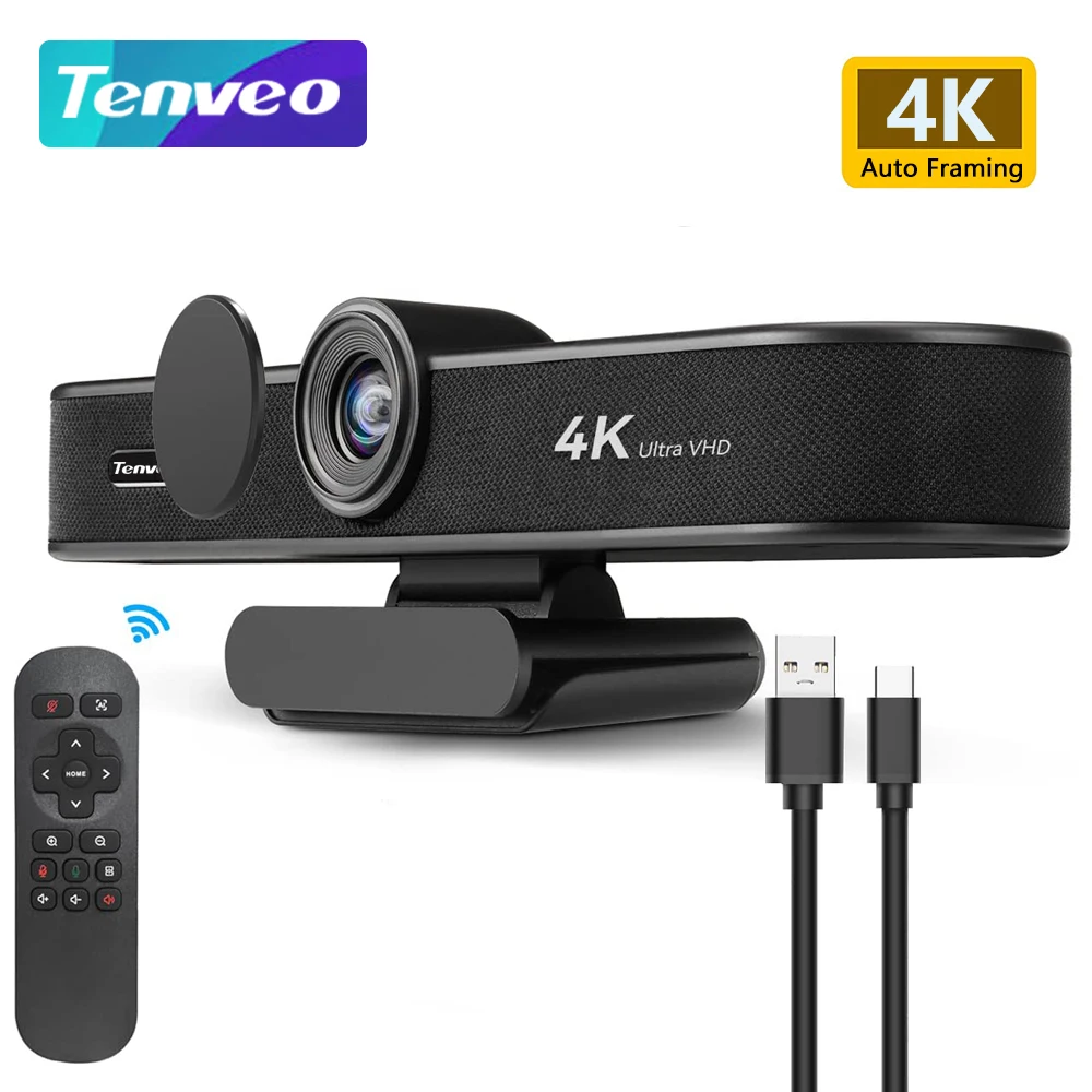 VA300B 4K 8MP EPTZ Webcam with Auto-Framing USB PC Webcam with microphones and speaker 5X Digital Zoom EPTZ Web Cam 120&deg; FOV