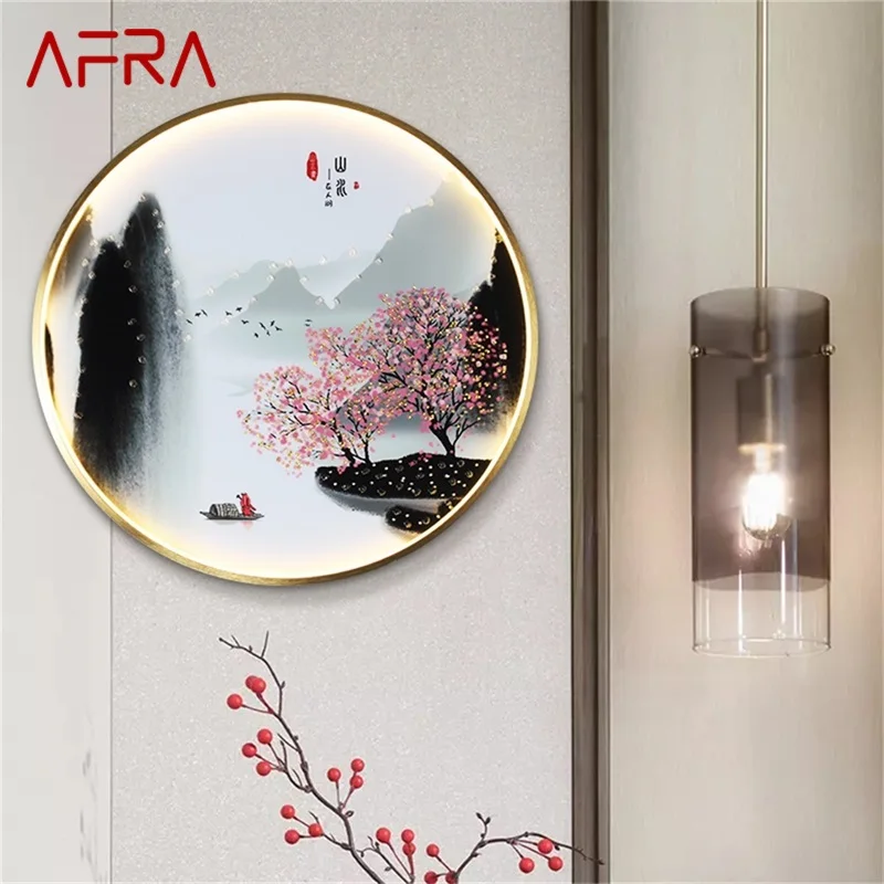 

AFRA Indoor Wall Lamps Fixtures LED Chinese Style Mural Creative Light Sconces for Home Study Bedroom