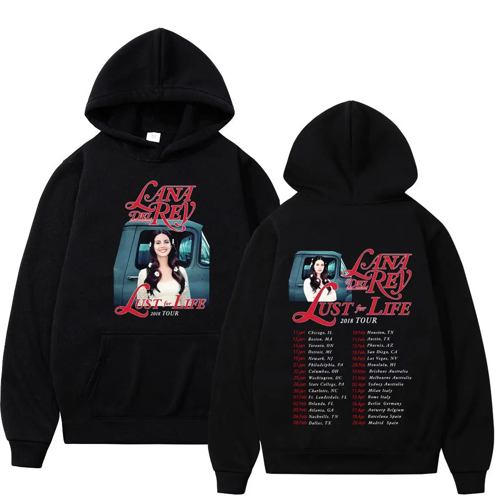 

Singer Lana Del Rey Tour Double Sided Print Hoodie Men Women Fashion Hip Hop Sweatshirts Oversized High Quality Fleece Pullovers