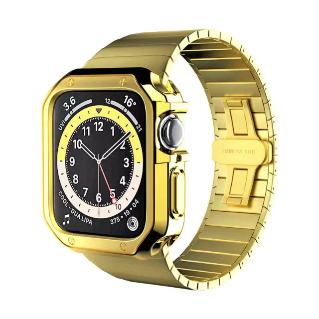 Sleek Stainless Steel Watch Strap with Soft TPU Protective Case