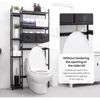 Over The Toilet Storage with Basket and Drawer, Bamboo Bathroom Organizer with Adjustable Shelf & Waterproof Feet Pad 4