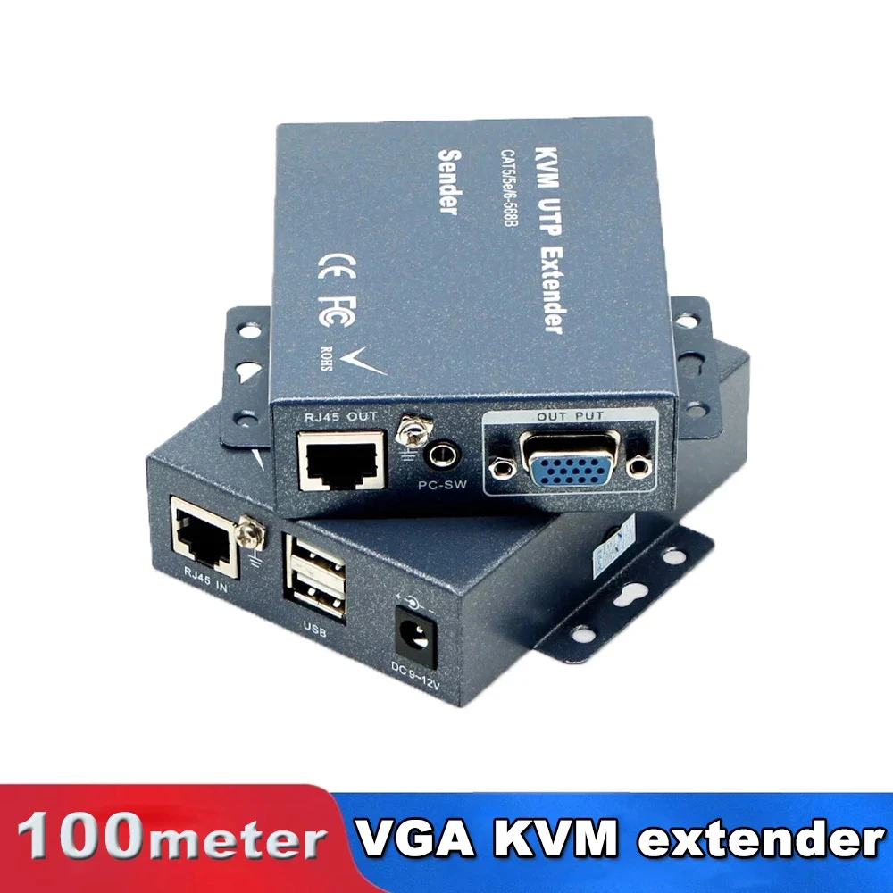 

1080P 60Hz USB VGA KVM Extender Over Cat5e/6 Ethernet Cable Up to 100M/200M/300M VGA USB Transmitter Support USB keyboard mouse
