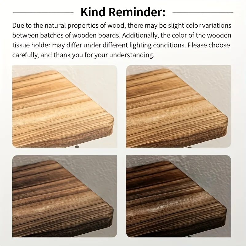Wooden bathroom holder specifications showing dimensions and wall mounting detail