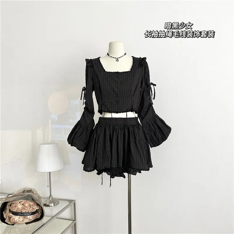 

Уличный модный пикантный укороченный костюм Y2K, новинка сезона осень-зима 2023, винтажный Дизайнерский Костюм с трапециевидной юбкой, женские эстетические комплекты