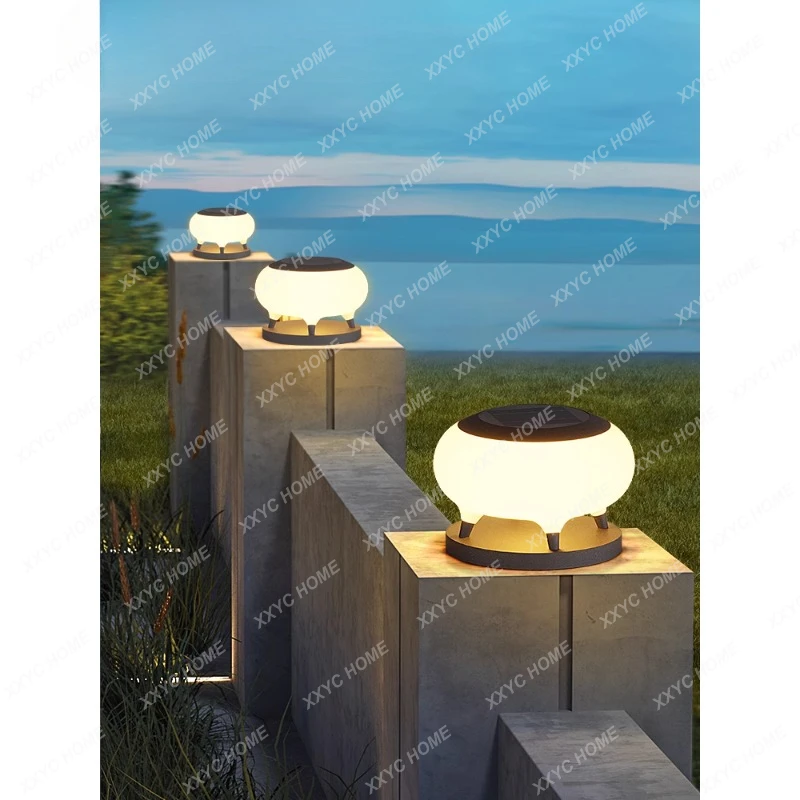 

Outdoor Solar Courtyard Pillar Villa Gate of Bounding Wall Pillar Outdoor round Pillar Lamp