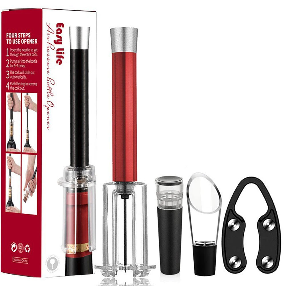 Deluxe 4-in-1 Wine Opening Set with Corkscrew, Foil Cutter, Aerator, and Vacuum Stopper