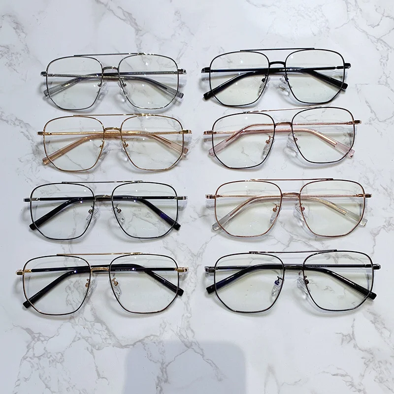 Double Bridge Square Eyeglasses Frames Anti-blue Light Women Men Vintage Transparent Computer Oversize