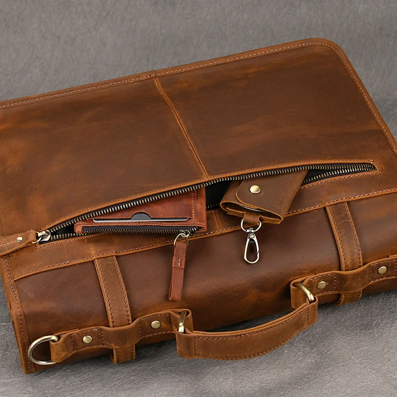 Men’s Briefcase Bag Leather British Style