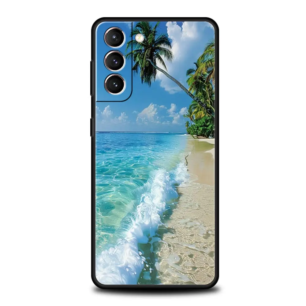 Summer Beach Palm Tree Soft Silicone Phone Case Cover