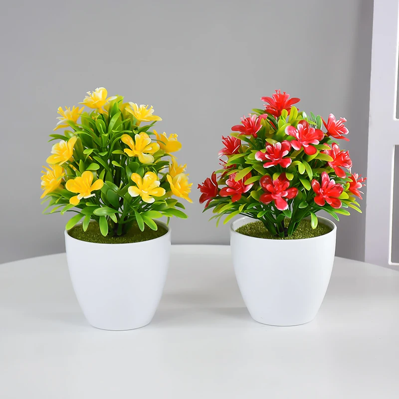 2 Pots De Fleurs Artificielles Rouges - Bonsaï Décoratif, 30 Cm De Haut, Plastique Résistant, Pour Salon, Bureau Ou Chambre - 5