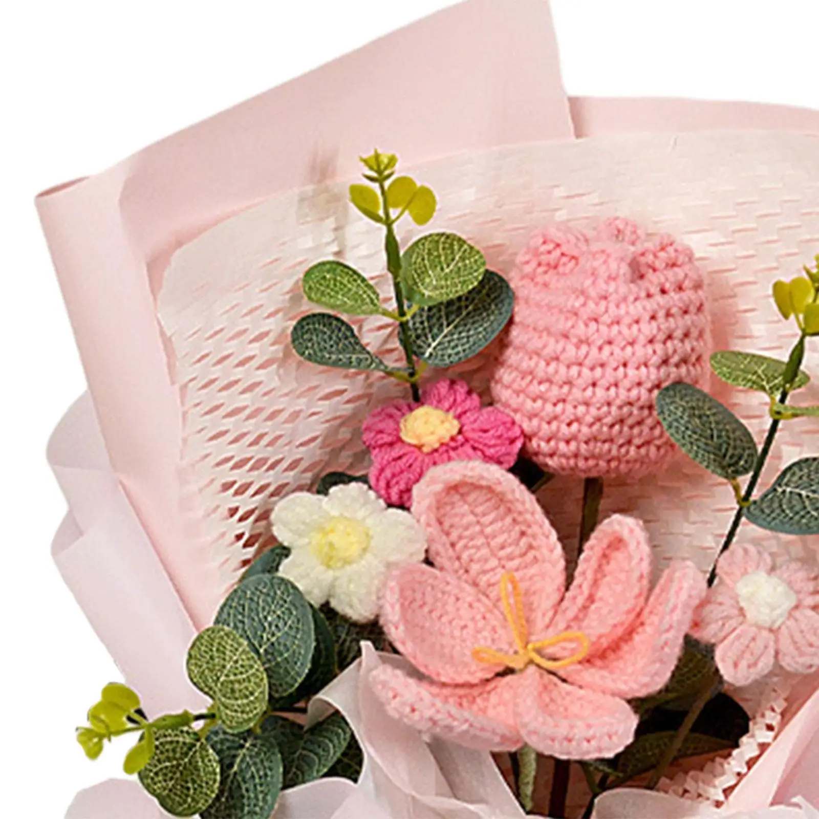 Crochet Tulip Flower Bouquet Decoration Completed Handmade Knitted Bouquet for Mothers Day Gifts Party Birthday Home Wedding Sae1927f04fe147379815e2e38b458a3dT