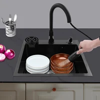 Stainless Steel  Kitchen Sink with Pull-Out Faucet Multi-functional Kitchen Sink Dish Basin Sink 50*45cm 2