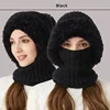 Winter Fleece Lined Knitted Hat with Ear Flaps, Windproof and Warm Hooded Neck Gaiter for Outdoor Cycling 5