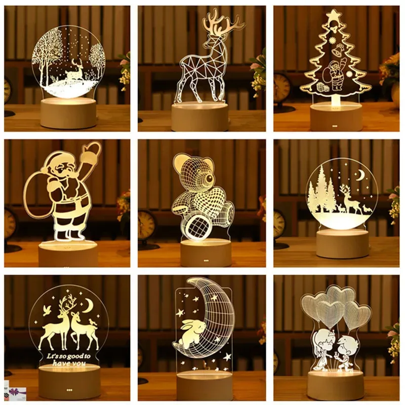 Romantic Love 3D Acrylic Led Home Light Children's Christmas Birthday Party Wedding Decoration Valentine's Day Bedhead Lamp romantic love 3d acrylic led home light children s christmas birthday party wedding decoration valentine s day bedhead lamp