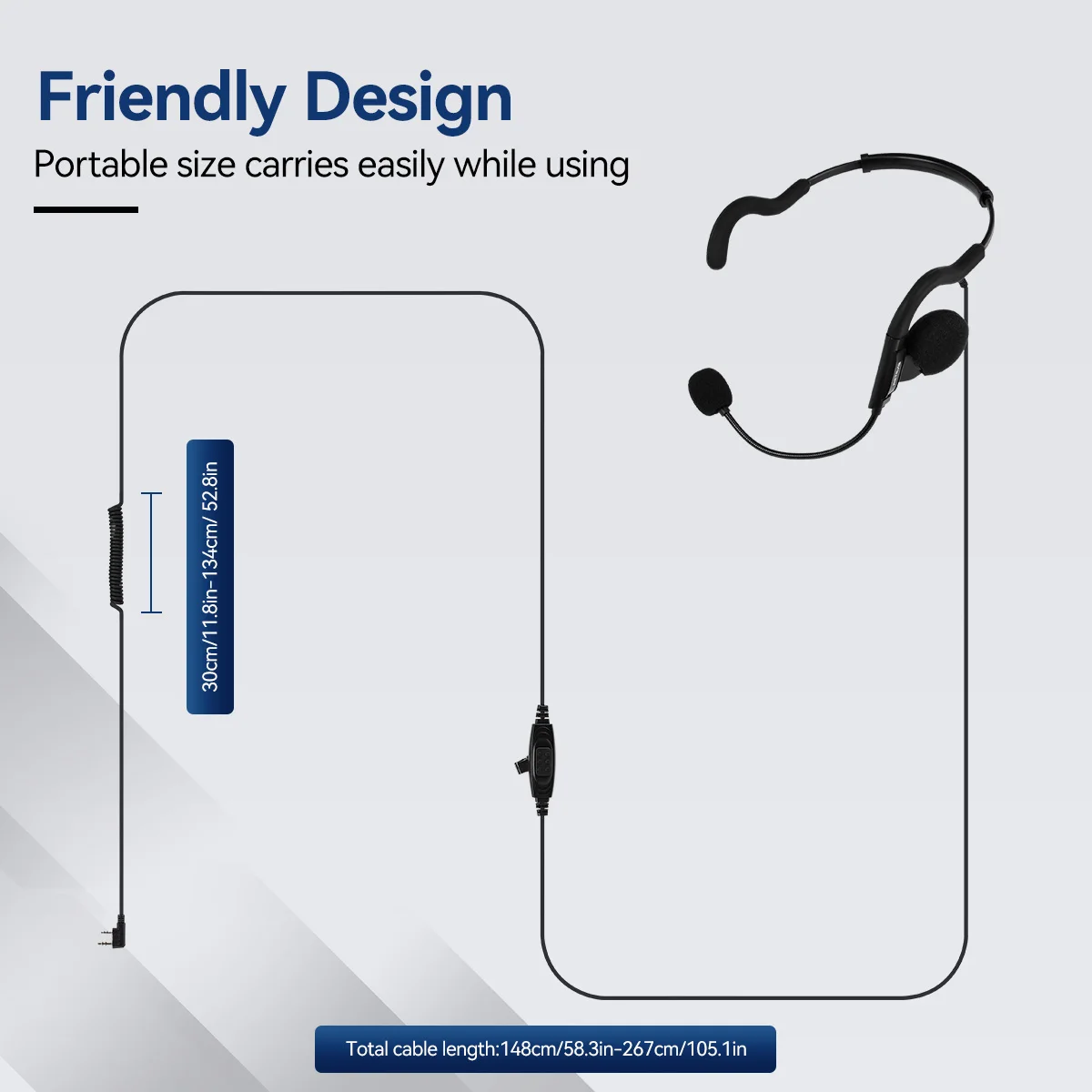 EHK014 RT3S Walkie Talkie Headset K2 Pin Connector PTT Portable Earpieces Coiled