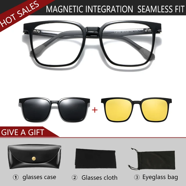 VKYEE Clip on Optical Myopia Glasses For Men Polarized Sunglasses Night Vision