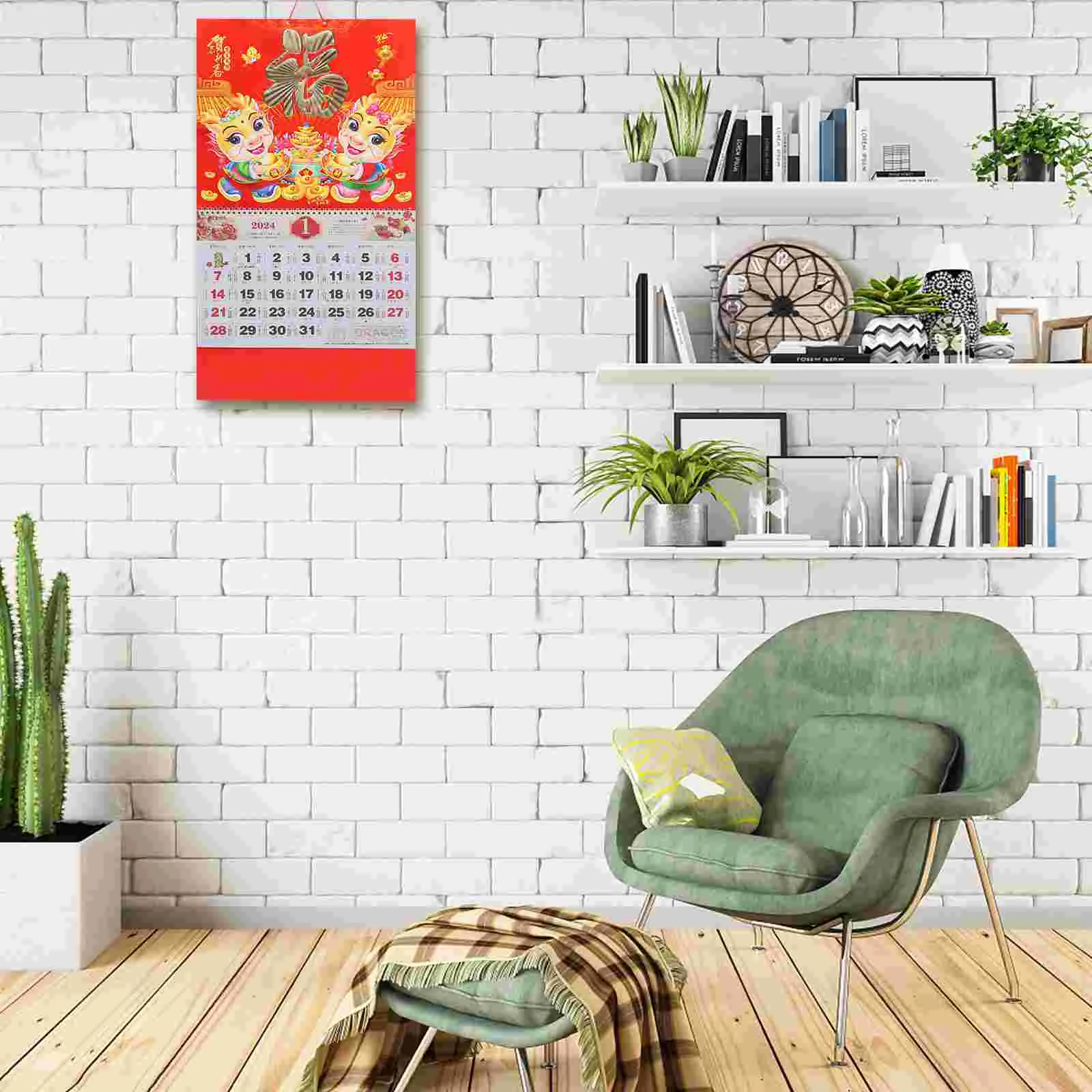 

Hanging Calendar Wall Calendar Pendant Chinese Calendar Household Tearable Hanging Decor Dragon Year Calendar Decorative