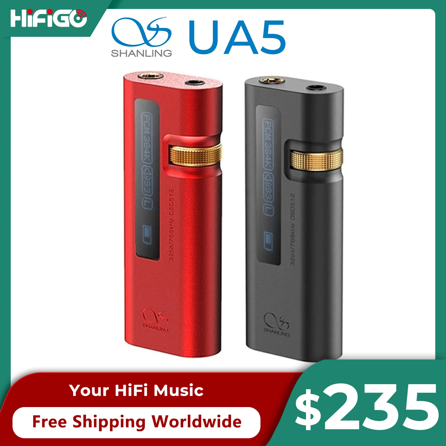 SHANLING UA5 Portable USB DAC AMP Headphone Amplifier Dual ES9038Q2M ...
