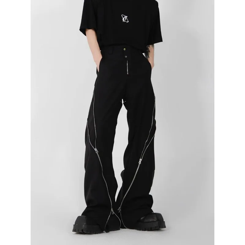 

Deeptown Black Gothic Cargo Pants for Women Y2k Punk Zipper Designer Grunge Oversized Techwear Streetwear Korean Style Trousers