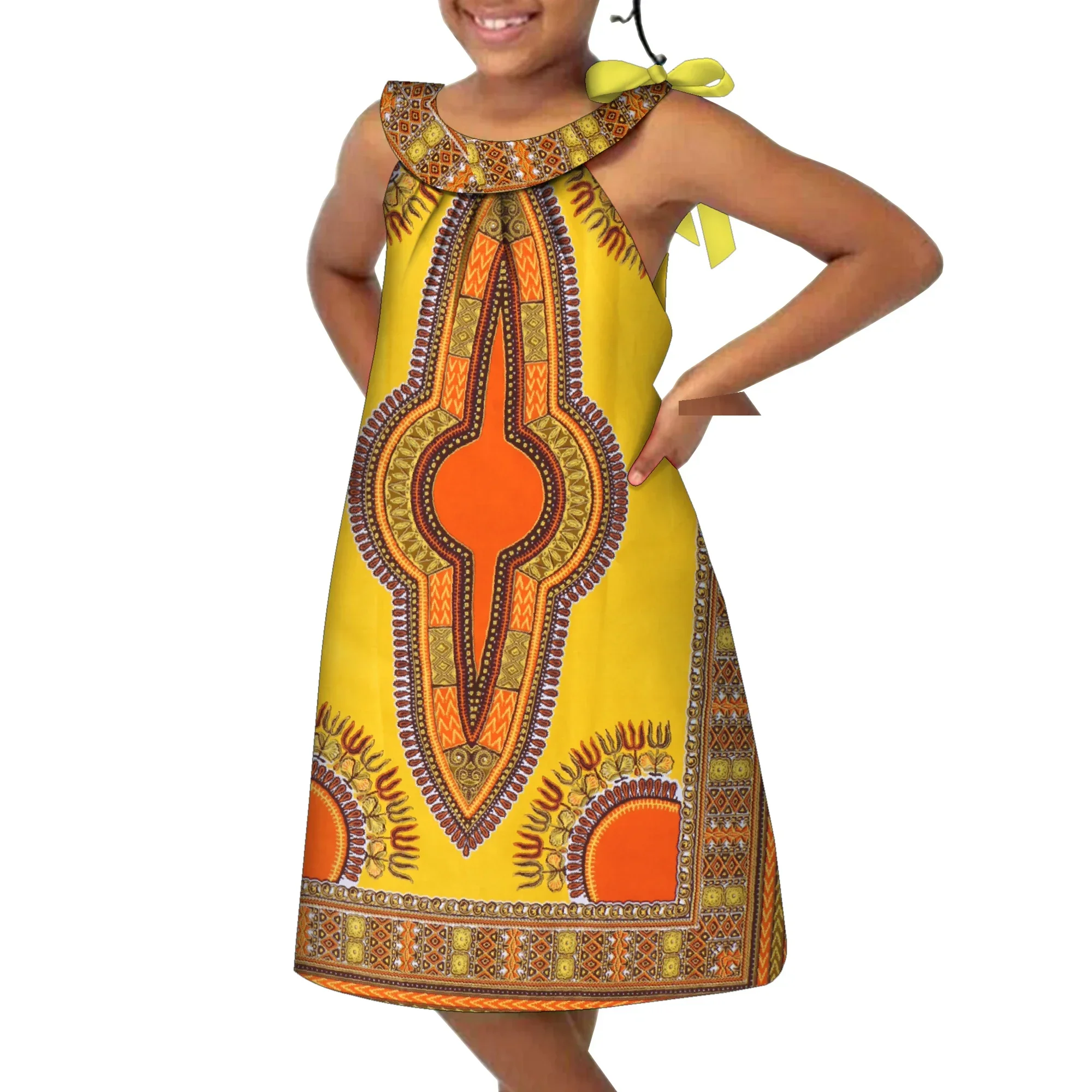Baby Girls African Dress Bohemian Dashiki Traditional Tribal Ethnic Ankara Sleeveless Dresses wyt813