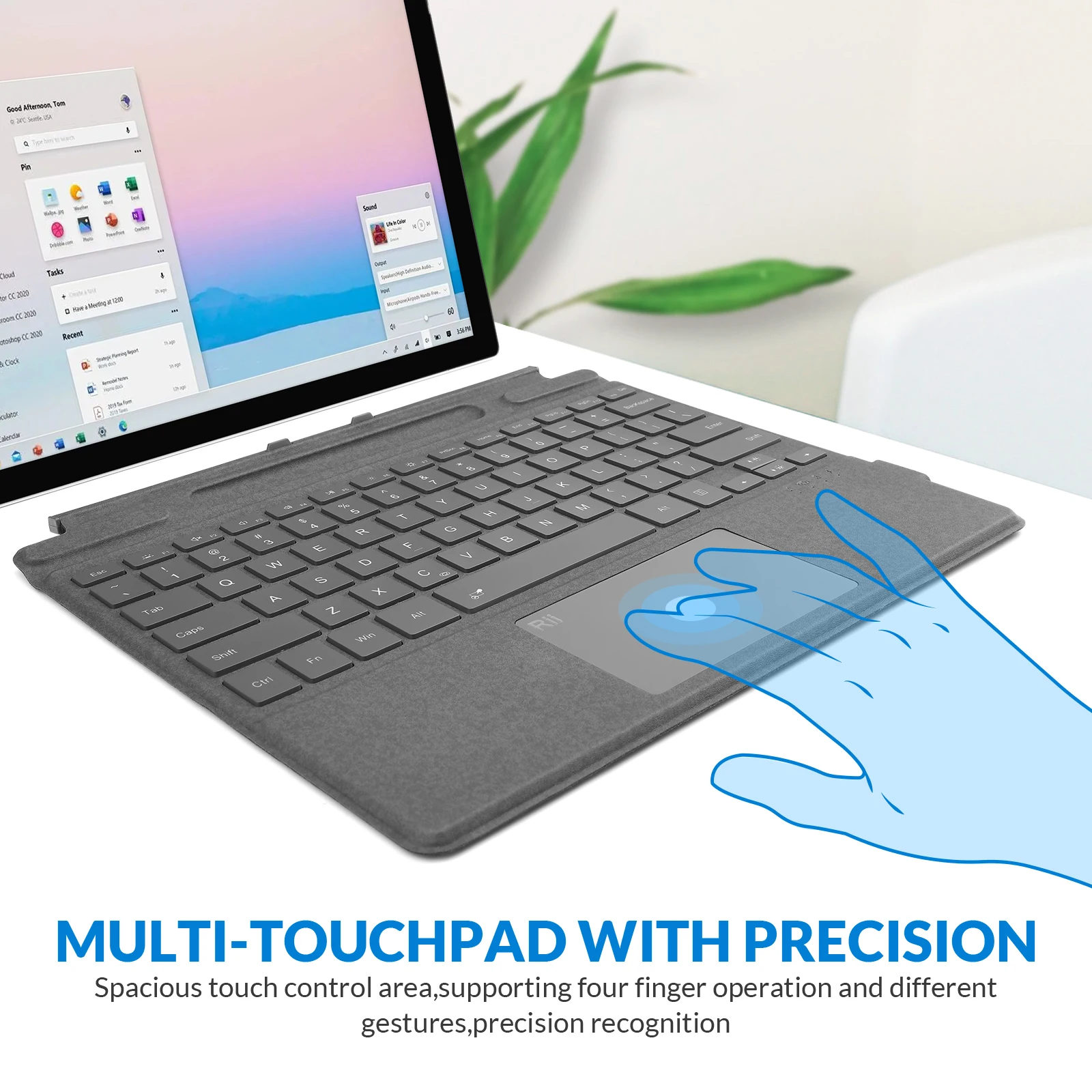 Capa tipo Portátil para Microsoft Surface Pro Pro Pro x sem Fio Retroiluminado de Cores Teclado com Touchpad - Imagem 3
