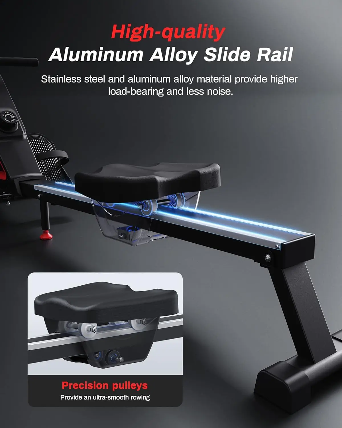 Machines for Home (R05), Water Rower (R10), 16 Levels of Quiet Resistance Foldable Compact Rowing Machine 350 LB Weight C