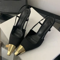 Aneikeh Street Style Sexy Pointed Toe Slingbacks Pumps Women Stripper Sandals High Heels Female Banquet Shoes Brown Kitten Heels - Image 3