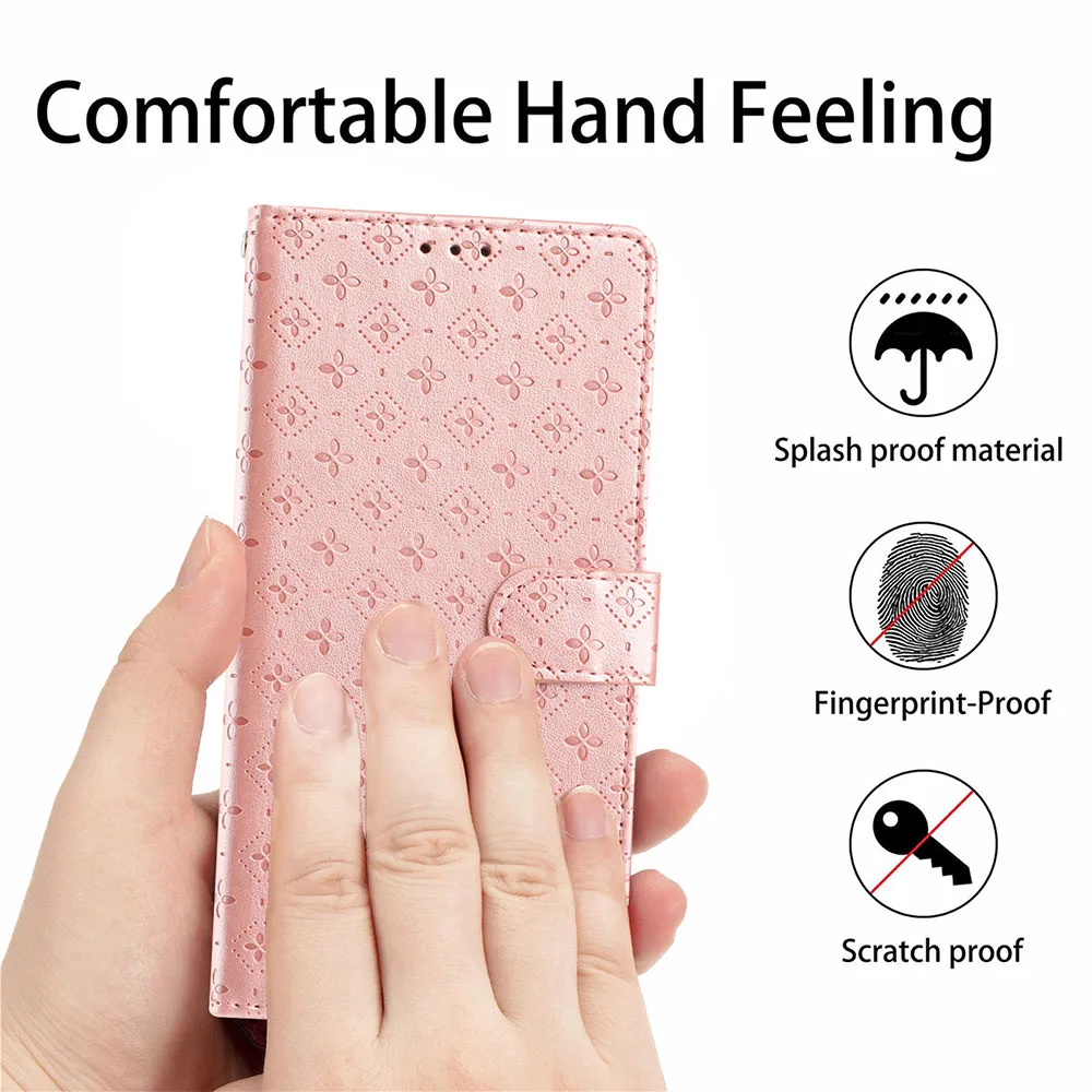 Elegant Leather Wallet Flip Case with Card Holder and Magnetic Closure