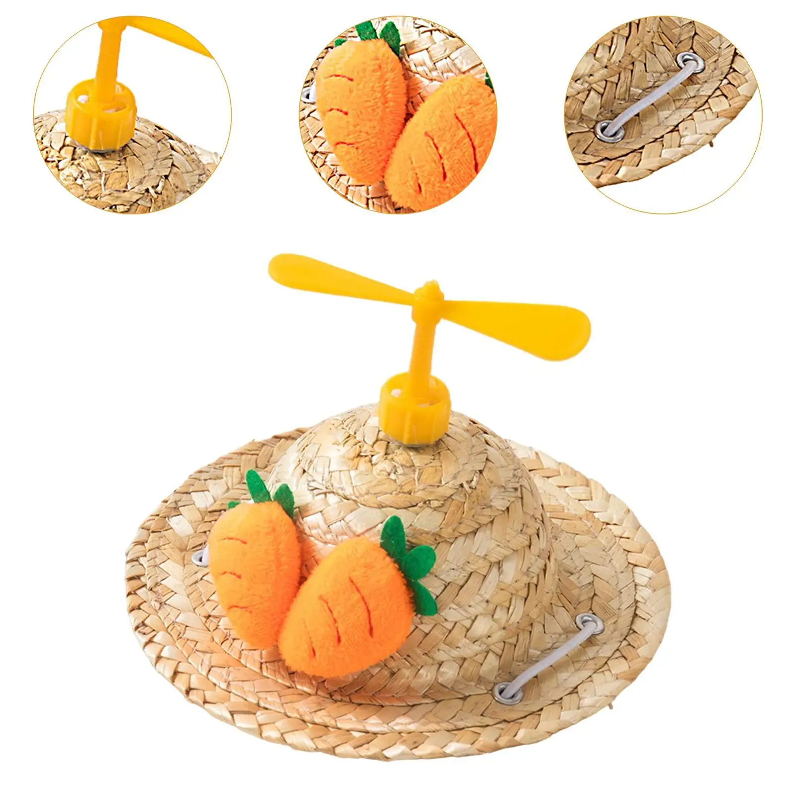 Hand Woven Straw Hat Cat Hat Pet Ornaments Sun Protection Dog Hat Costume Accessory Decorative Hat for Summer Outdoor Walking