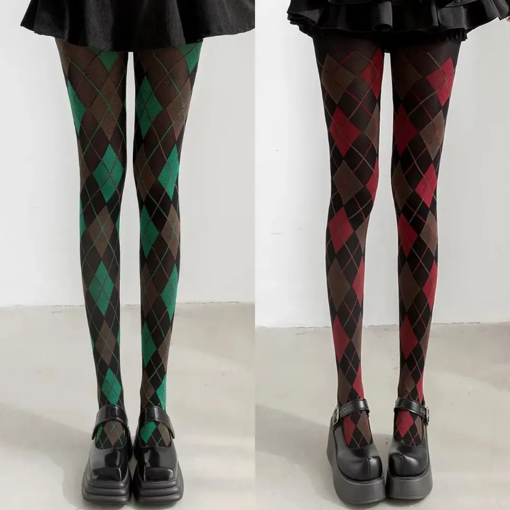New Retro Plaid Tights Pantyhose Lingerie JK Japanese Style Thigh High Stockings Sexy Soft High Pantyhose Women