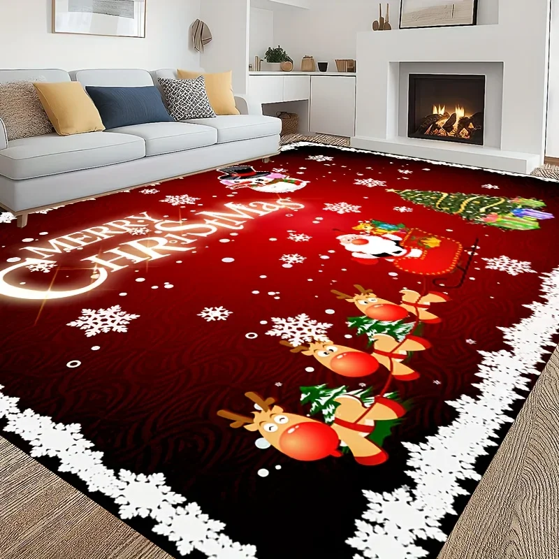 Christmas Santa Claus Snowman Carpet for Living Room Decor Sofa Table Large Area Bedroom Bedside Foot Pad Navidad Decoration