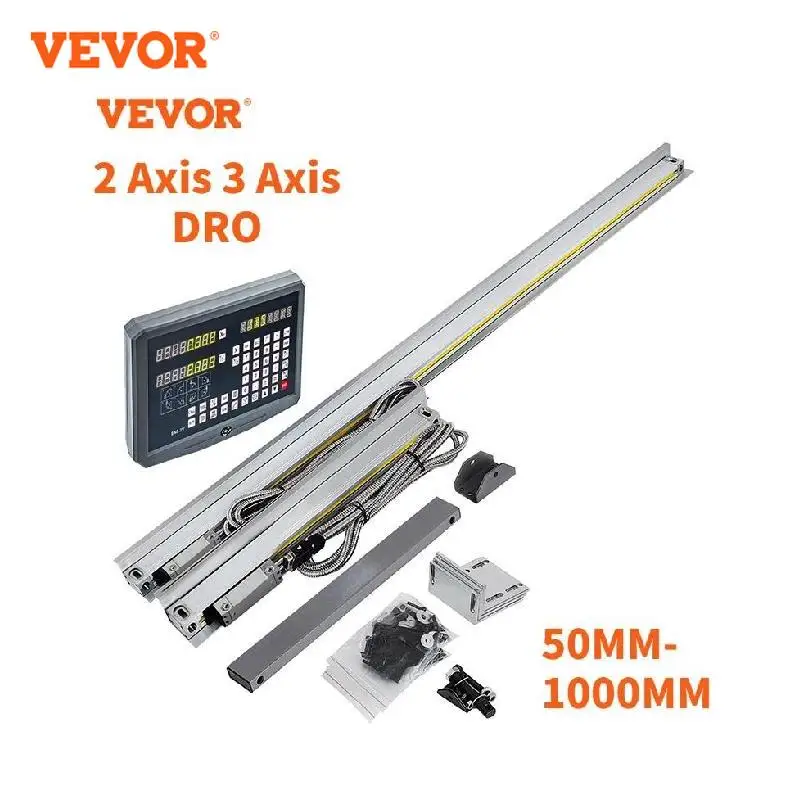 

VEVOR Linear Scale Encoder 50MM-1000MM 2 Axis 3 Axis Digital Readout for Milling Drilling Grinding Lathe Machine Metal Working