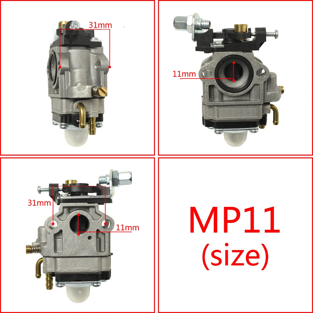 Фото Карбюратор 11 мм, 15 мм для MP11 MP15 43CC 52CC CG430 CG520 BC430 BC520, 4-тактный двигатель для газонокосилки №2