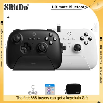 8BitDo 궁극의 블루투스 컨트롤러, 닌텐도 스위치, 윈도우 10, 스팀 데크용 게임패드, 충전 도크 포함