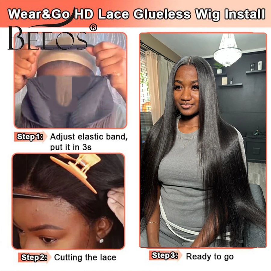 Glueless 2x6 Merevlemez csipkével Bekapcsolás wigs egyenesen Álnok Logout Emberi haja Merevlemez Áttetsző csipkével bejárati Bekapcsolás Foszlás menő wigs számára Nők
