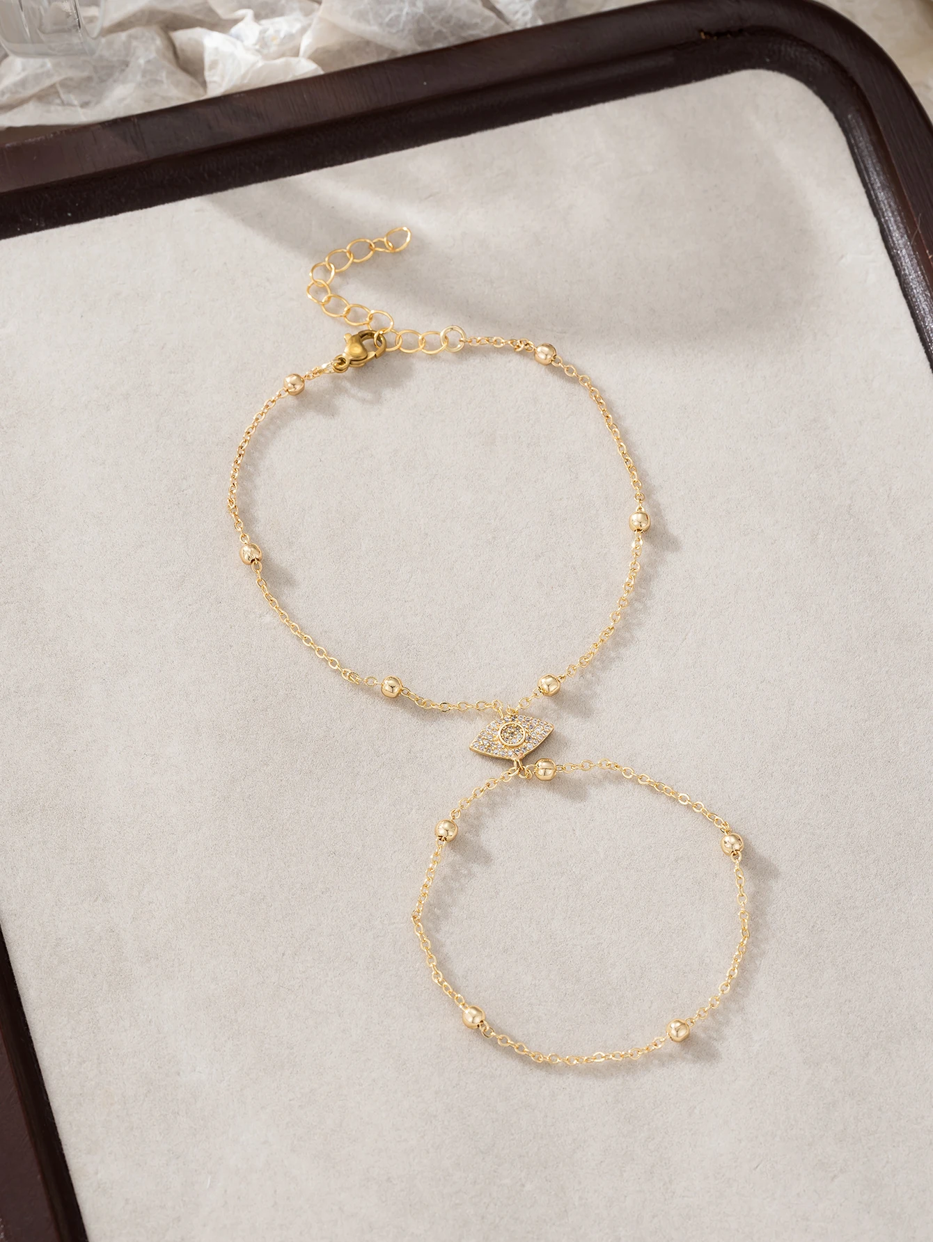 Cube Zirconia Devils Eye Pendant Finger Bracelet