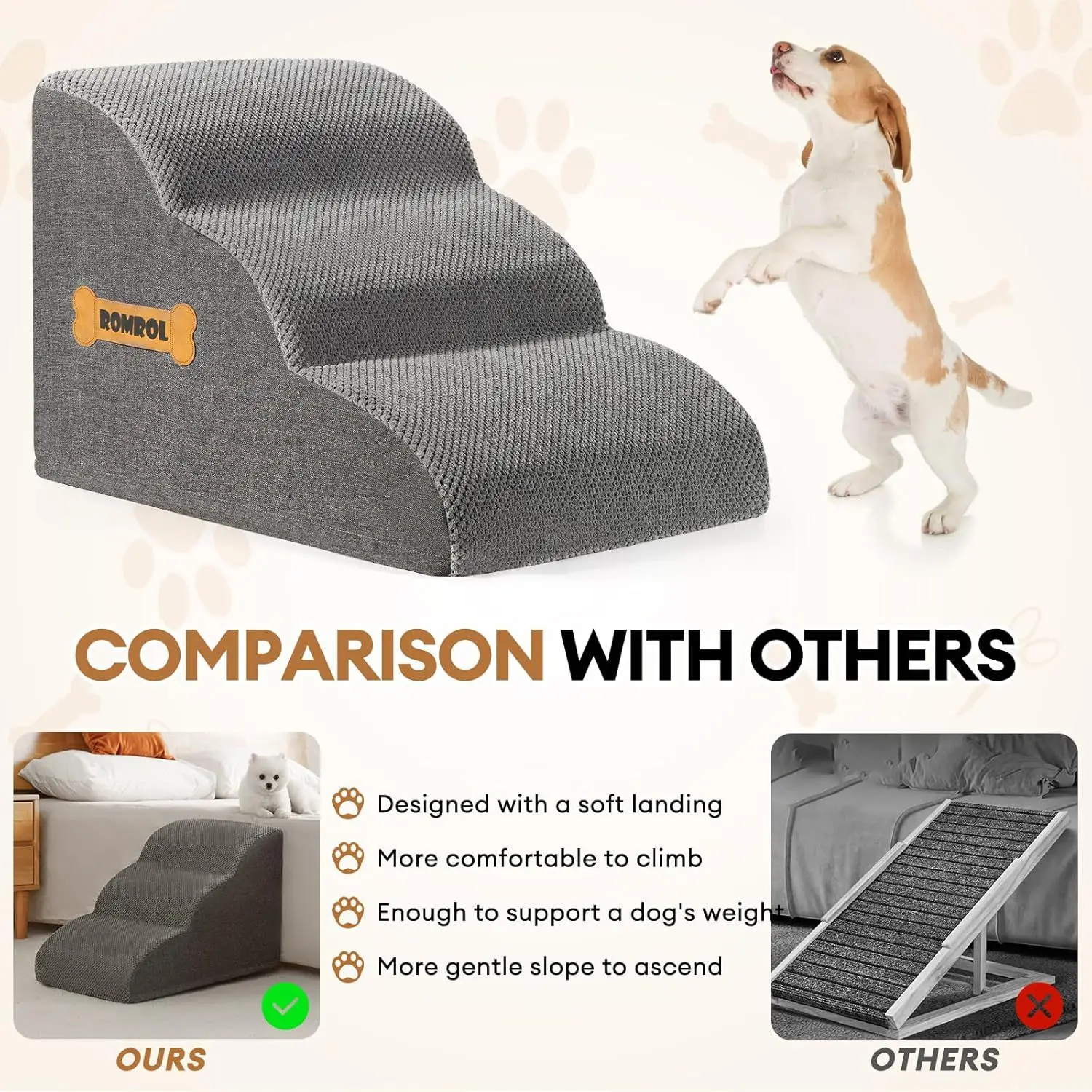 Pet Staircase Steps Small Pet Bunk Bed Small Sofa Ladder Climb High Slope Non-slip Supplies