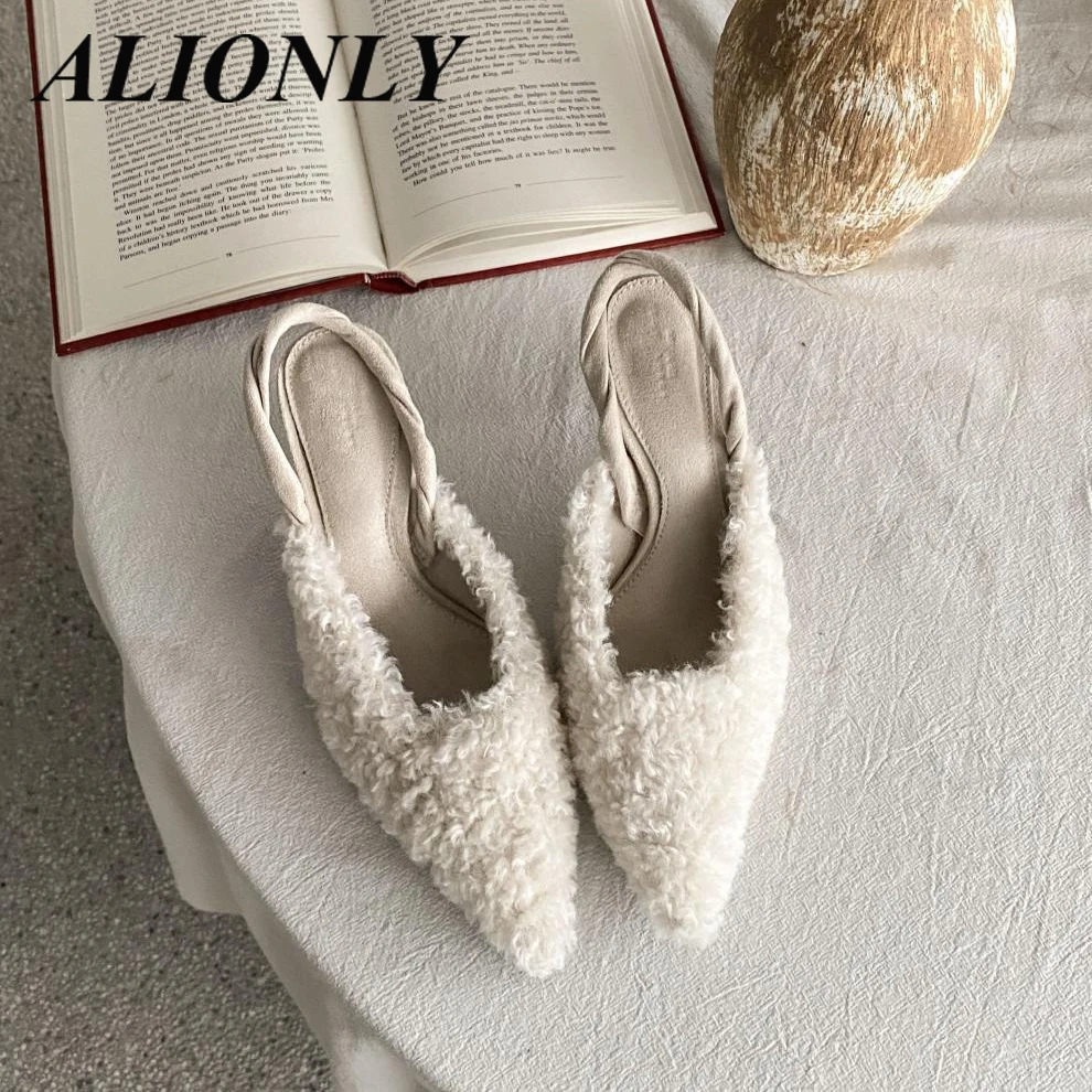 

Alionly 2023 Autumn/Winter New Pointed Slim Heel Sandals Fashion High Heel Mao Shoes Baotou Back Hollow Women's Shoes