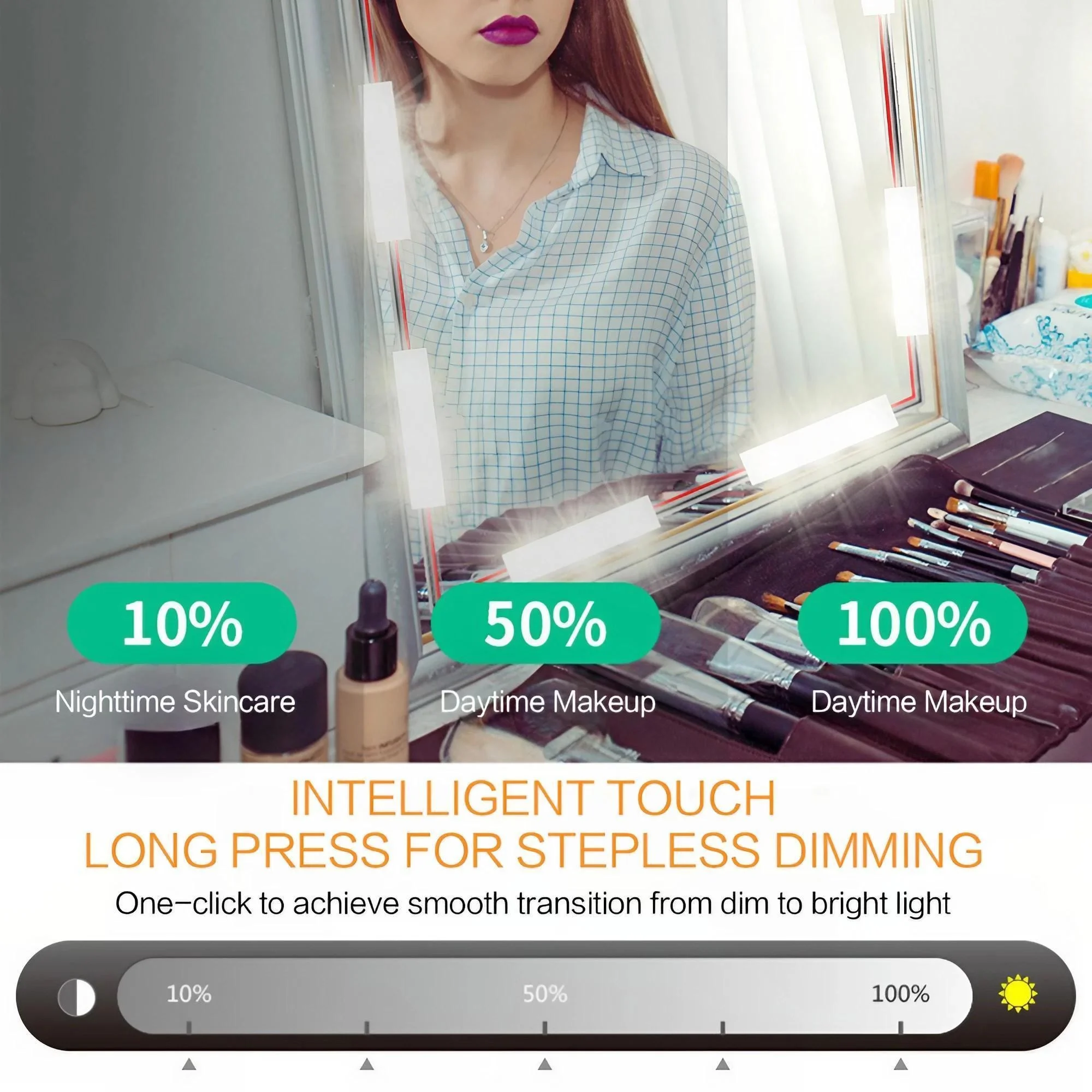 Innovative USB Touch LED Cosmetic Mirror Lighting Multi-functional Dimmable Design Perfect Lighting Solution mirror lights makeup mirror lights vanity light makeup lamp