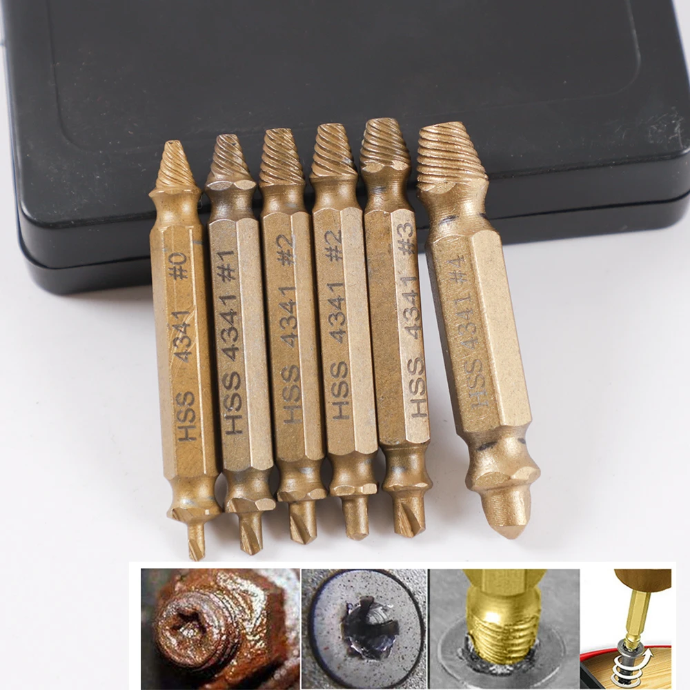 Screw Extractor Drill Tool Set Remove Broken Screw Extractor 6pcs 4341 Titanium Aliexpress