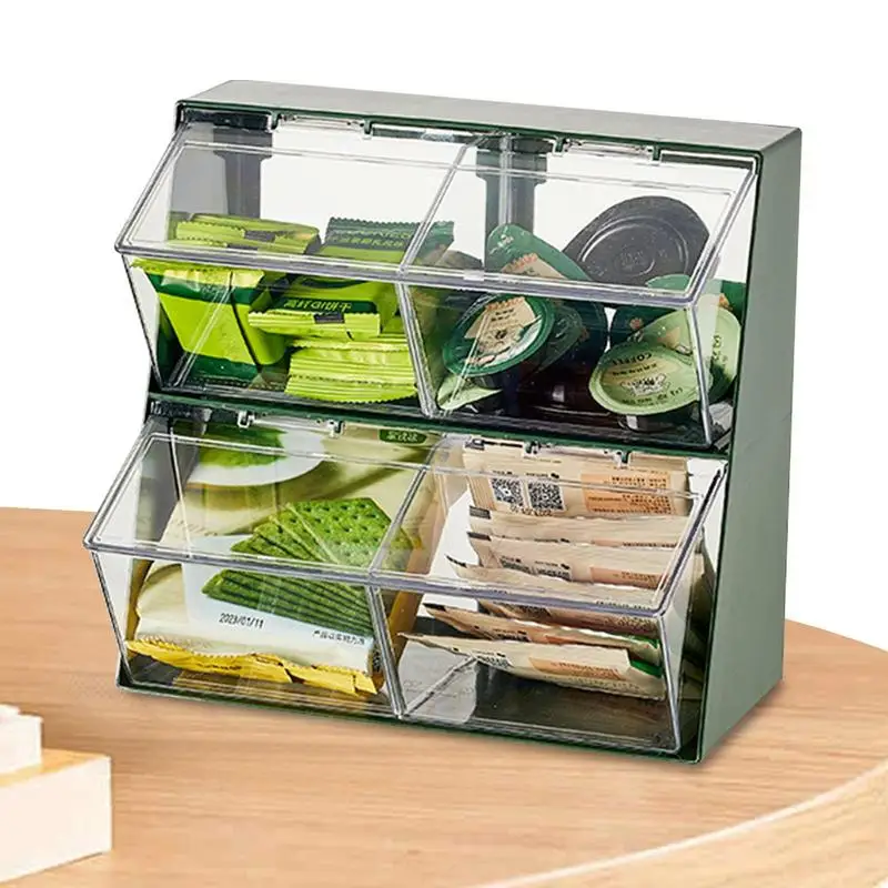 

Tea Bag Organizer 2 Tier Stackable Tea Organizer Japanese-Style Tea Bag Caddy Storage Box For Countertops Café Kitchen Cabinets