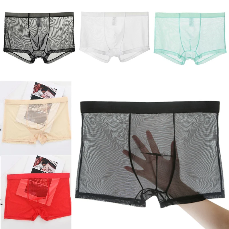 

1/2Pcs Mens Underwear Ultra-thin Transparent Boxershorts Male Mesh Slips Homme Panties Boxer Shorts Comfortable Men's Underpants