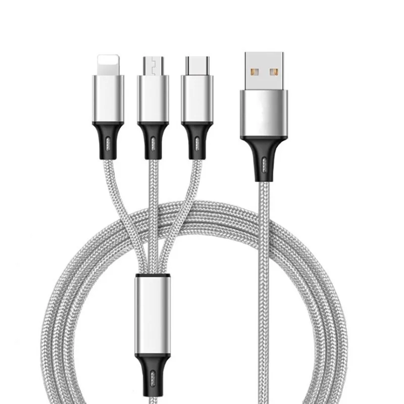 Data Cable One Drag Three Data Cable for Apple Android Typec 3-in-1 Fast Charge 1.2m Nylon Braid Convenient and Fast Data Transmission